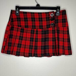 Vanity Y2K Grunge Whimsygoth Micro Mini Heritage Print Skirt in Red and Black